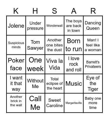 KHSAR BINGO Card