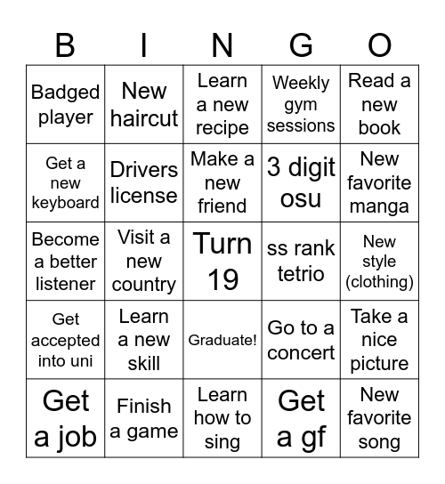 2024 Bingo! Bingo Card