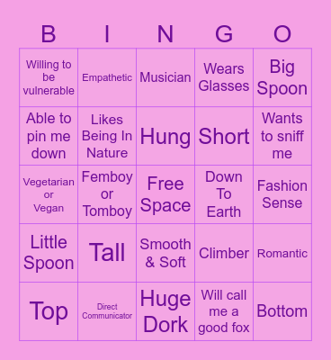 Are You My Type?? Bingo Card