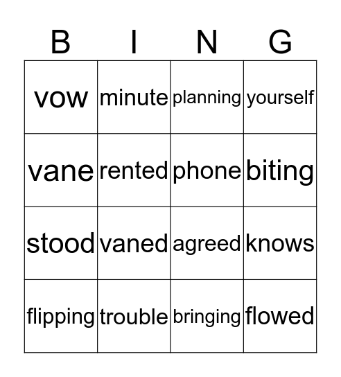 Mastery Bingo Card