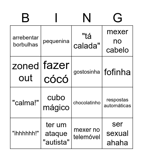 joaozinho amorzinho Bingo Card