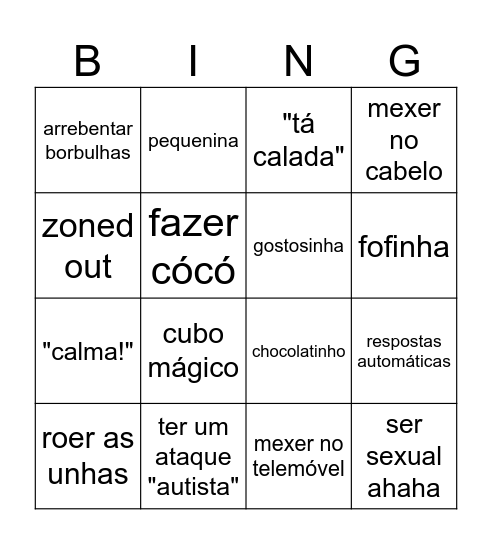 joaozinho amorzinho Bingo Card