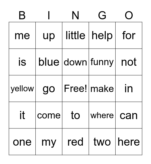 Sight Words 1B Bingo Card