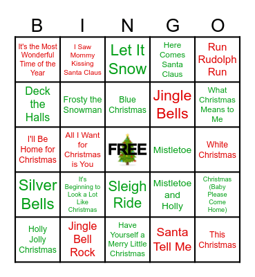 Christmas Music Bingo Card