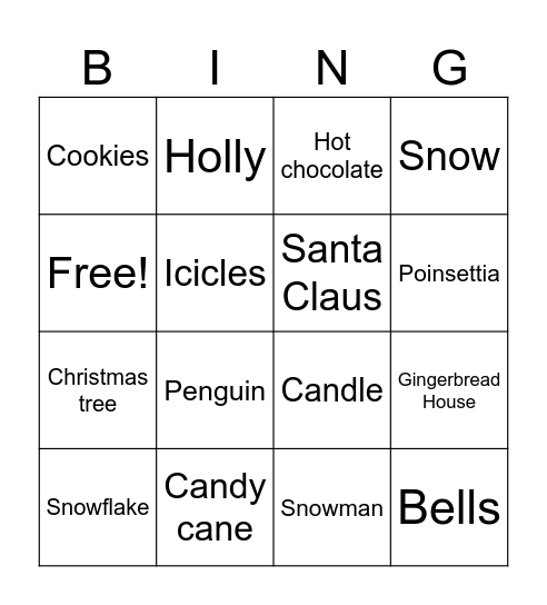 Christmas Bingo Card