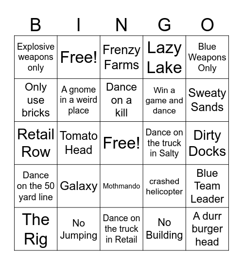 Fortnite Bingo Card