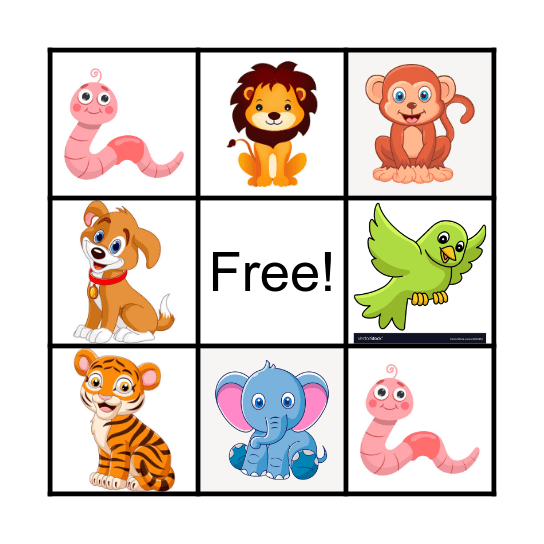 Animal Bingo Card