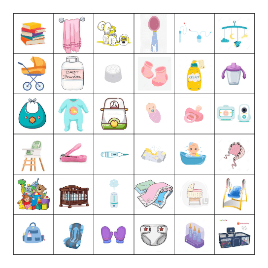 Baby Shower Bingo Card