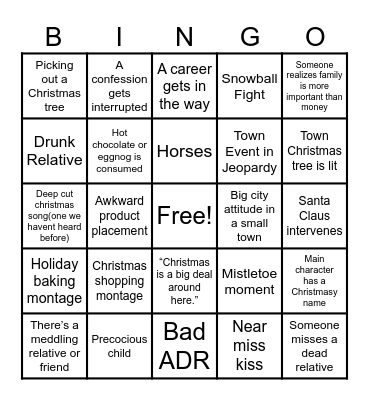 Hallmark Bingo Card
