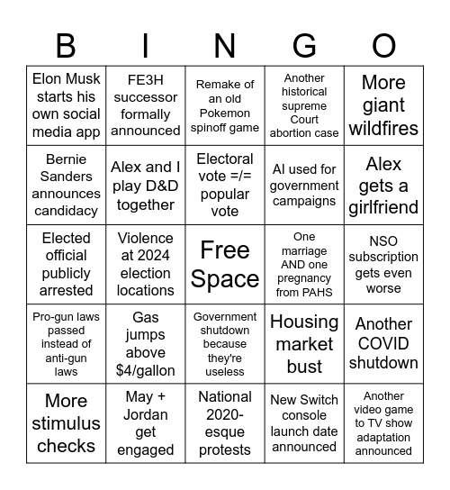 2024 Bingo Card Bingo Card
