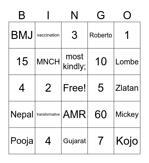 Service Delivery Bingo Card