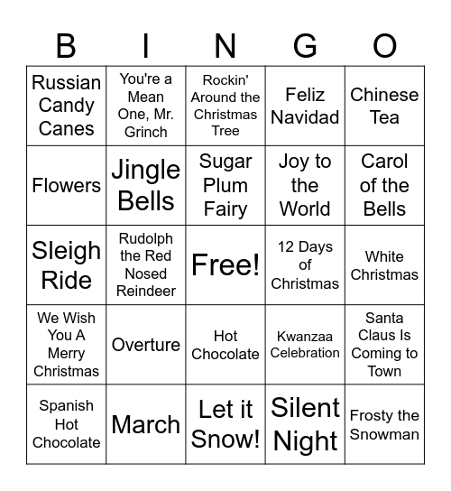Holiday Bingo Card