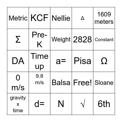 Physics Bingo Card