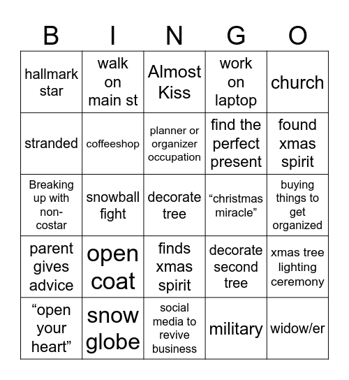 hallmark Bingo Card