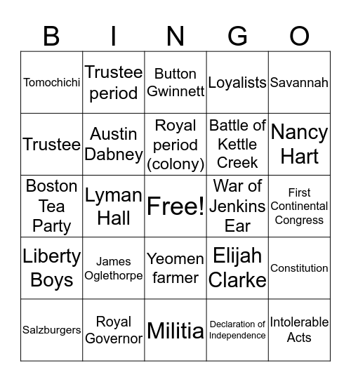 Parts Two and Three Bingo Card