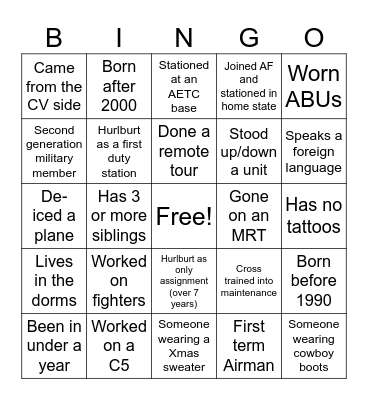 Mingle Bingo Card