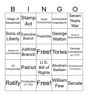 Parts Three and Four Bingo Card