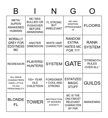 KOREAN ACTION WEBTOON BINGO Card