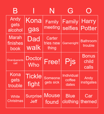 Sherwood Xmas Bingo Card