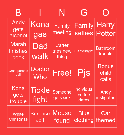 Sherwood Xmas Bingo Card