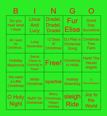 Holiday & Winter Music 2024 Bingo Card