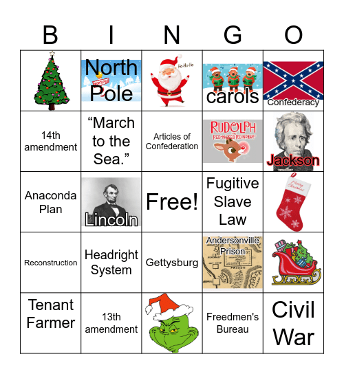 Statehood/Civil War Bingo Card