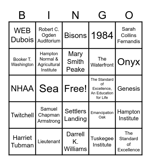 Hampton Alumni Chapter End of the Year Celebration Bingo Card