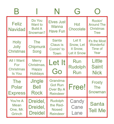 Holiday Bingo Card