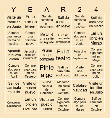 Propósitos para año nuevo Bingo Card