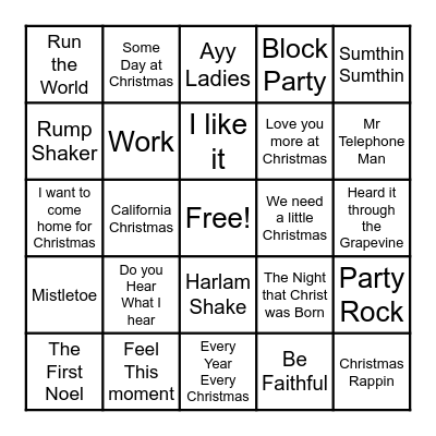 Christmas Day Bingo Card