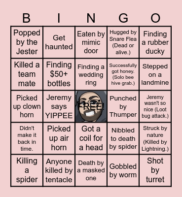 Lethal Company Bingo Card