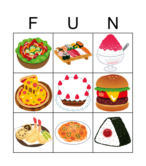 What's this? It's sushi. Bingo Card