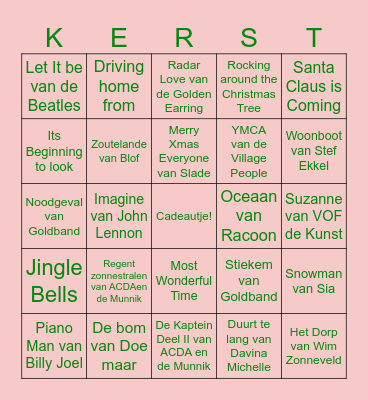 VLC Personeels Muziek Bingo Card