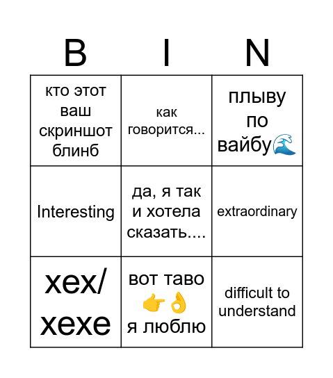 Nina bingo Card