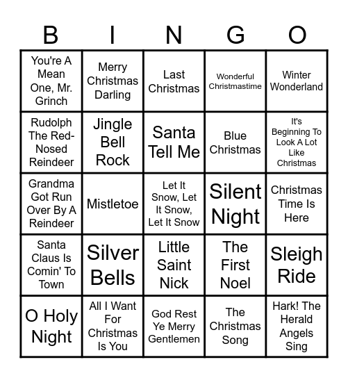 Mad Monkey Hanoi - Christmas Music Bingo Card