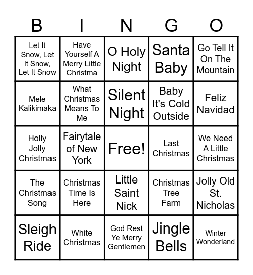 Mad Monkey Hanoi - Christmas Music Bingo Card