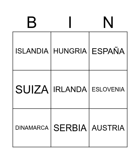 DIEGO Bingo Card