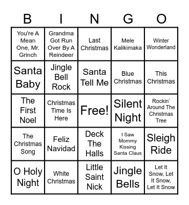 Mad Monkey Hanoi - Christmas Music Bingo Card