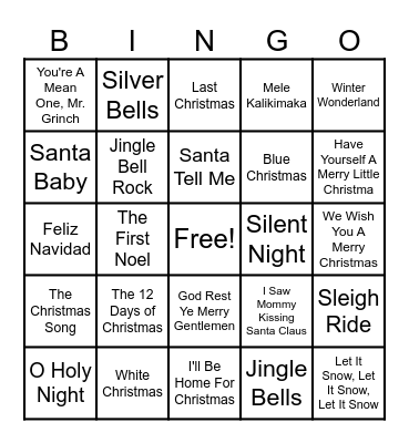 Mad Monkey Hanoi - Christmas Music Bingo Card