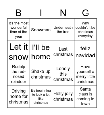 Christmas bingo Card