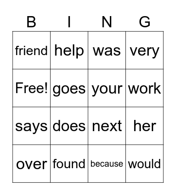 Group 2/3 Bingo Card