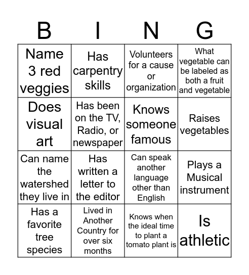 HUMAN BINGO Card