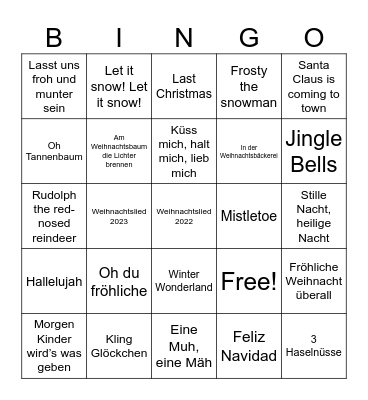 Weihnachtslieder Bingo Card