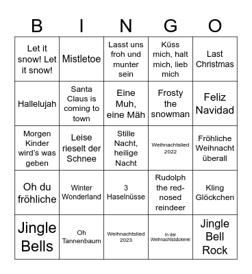 Weihnachtslieder Bingo Card