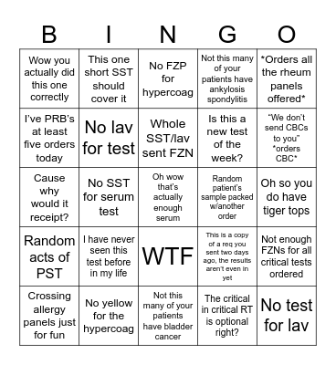 Dr. Scammer Bingo Card