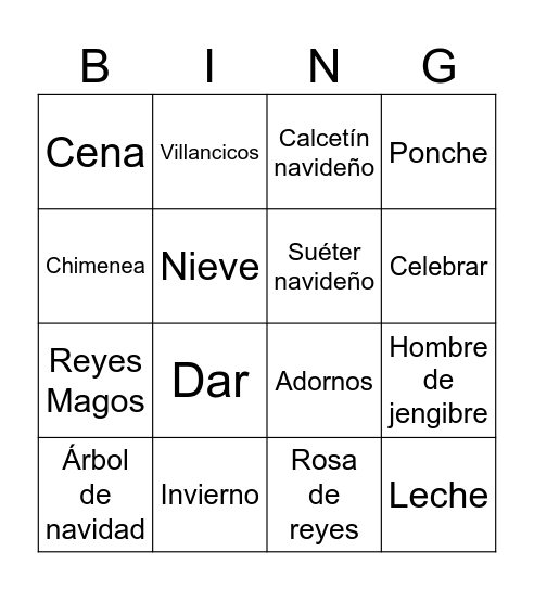 Navidad Bingo Card