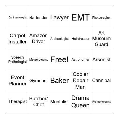 Adult Career Bingo Vol. 2 Bingo Card