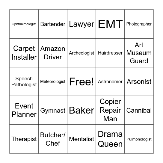 Adult Career Bingo Vol. 2 Bingo Card