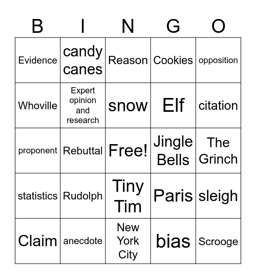 Argument Happy Holidays Movie Bingo Card