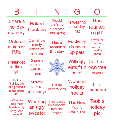 A Team - Holiday Bingo! Bingo Card